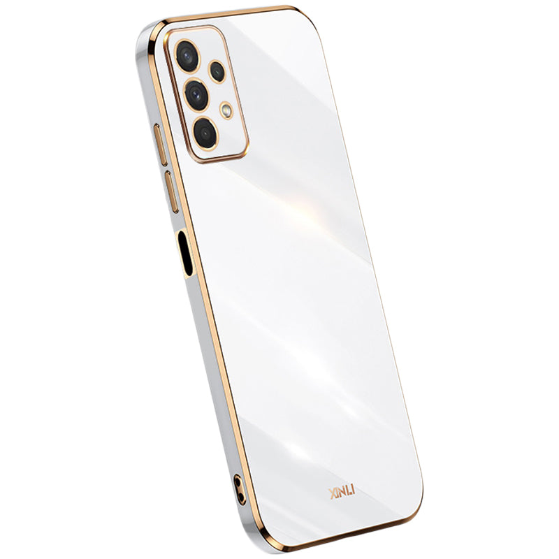 Pouzdro na telefon XINLI pro Samsung Galaxy A32 5G M32 5G Galvanické pokovování Golden Edge Back Shell TPU ochranný kryt Pouzdro na telefon XINLI pro Samsung Galaxy A32 5G M32 5G Galvanické pokovování Golden Edge Back Shell TPU ochranný kryt